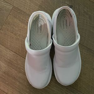 White leather nursing shoes